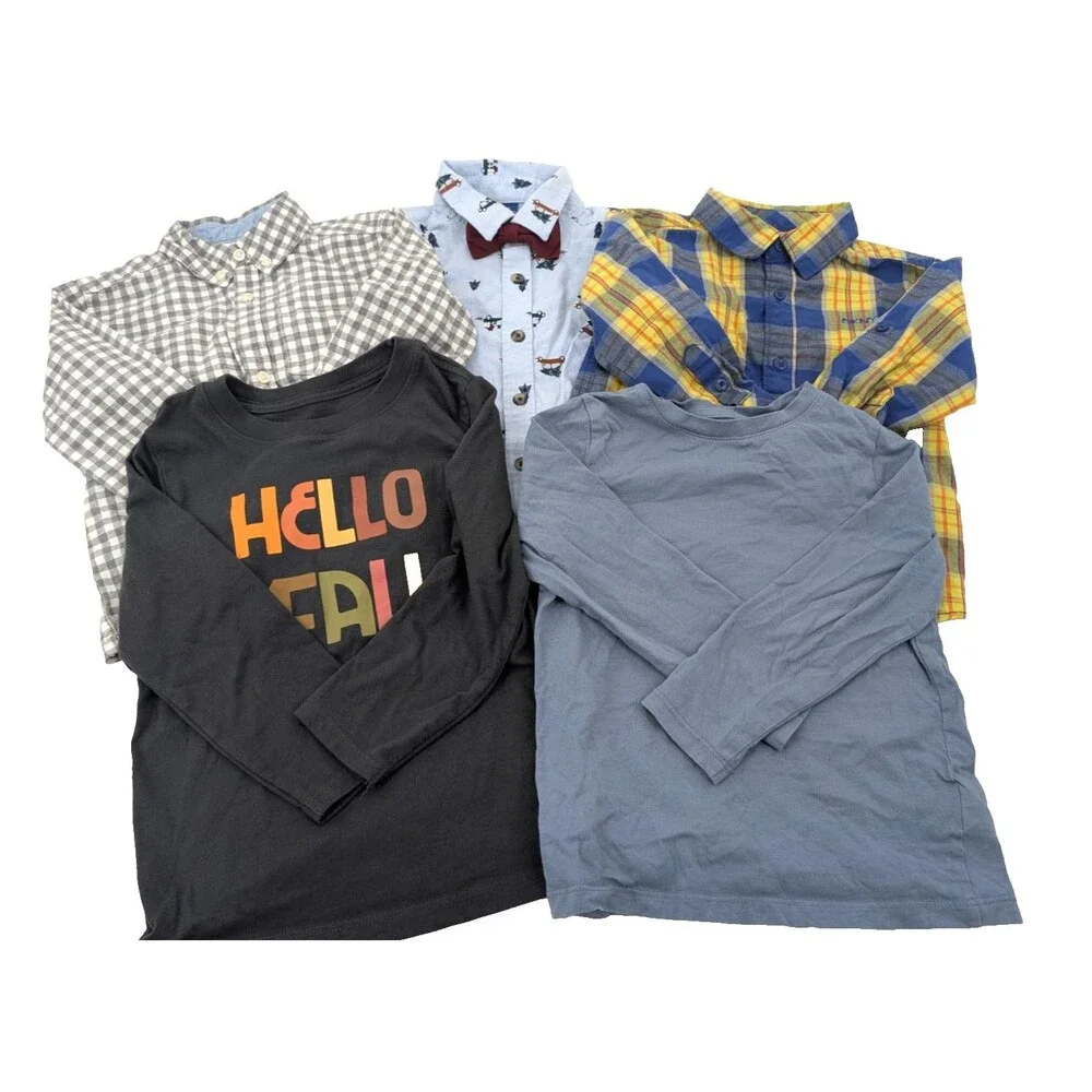 Boys Long Sleeve T-Shirt Bundle Lot Casual Dressy Plaid DKNY Old Navy Size 4T